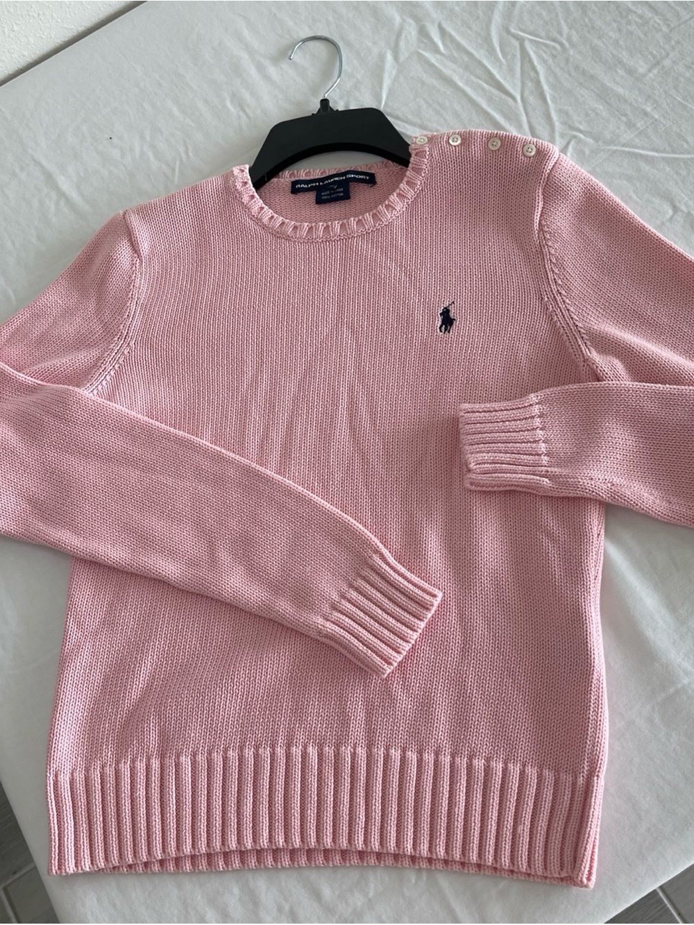 Polo by Ralph Lauren Light Pink Crewneck Sweater with Shoulder Buttons size M